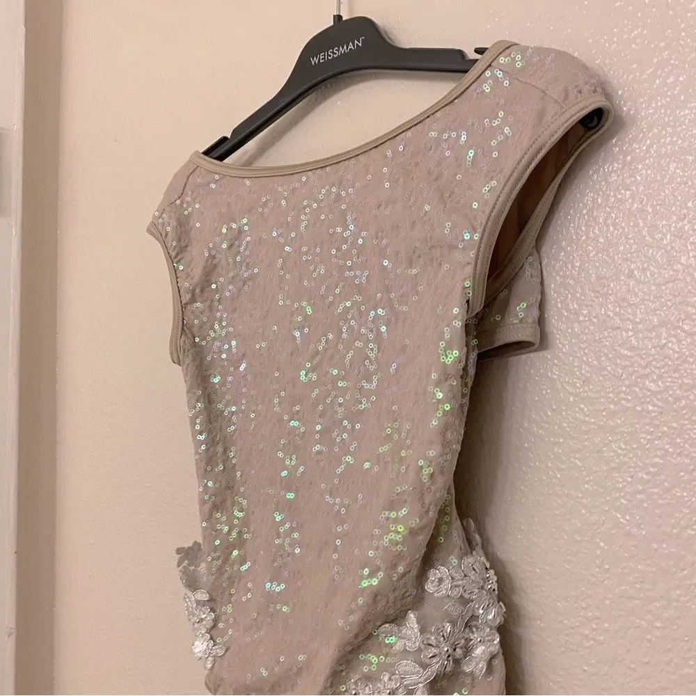 WEISSMAN Dance Costume beige sequin Love Is Just A Word 13442 SA-Small adult
